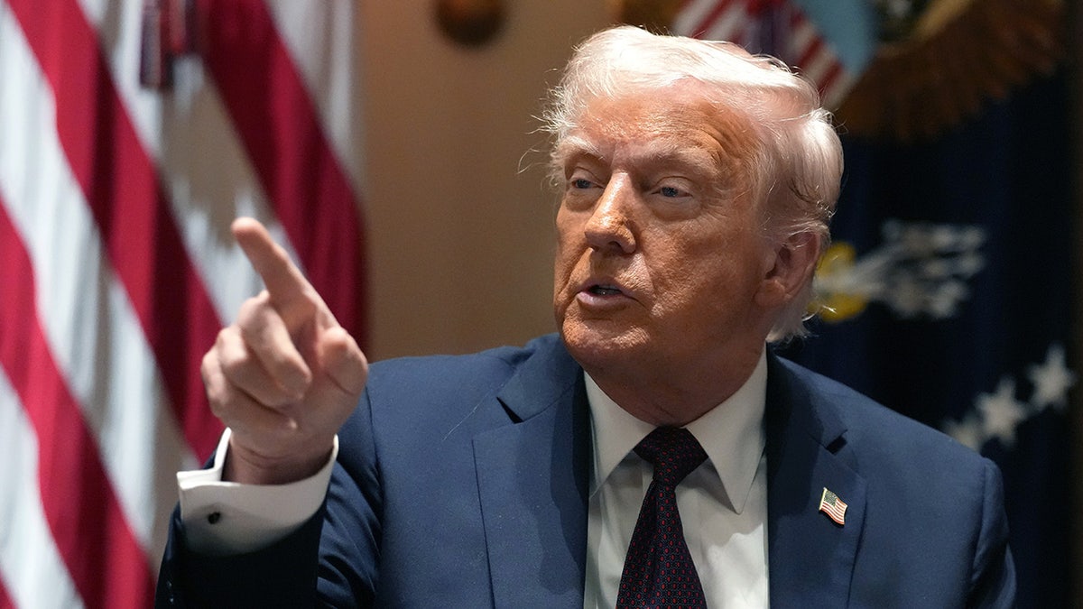 President Donald Trump speaks during the cabinet meeting