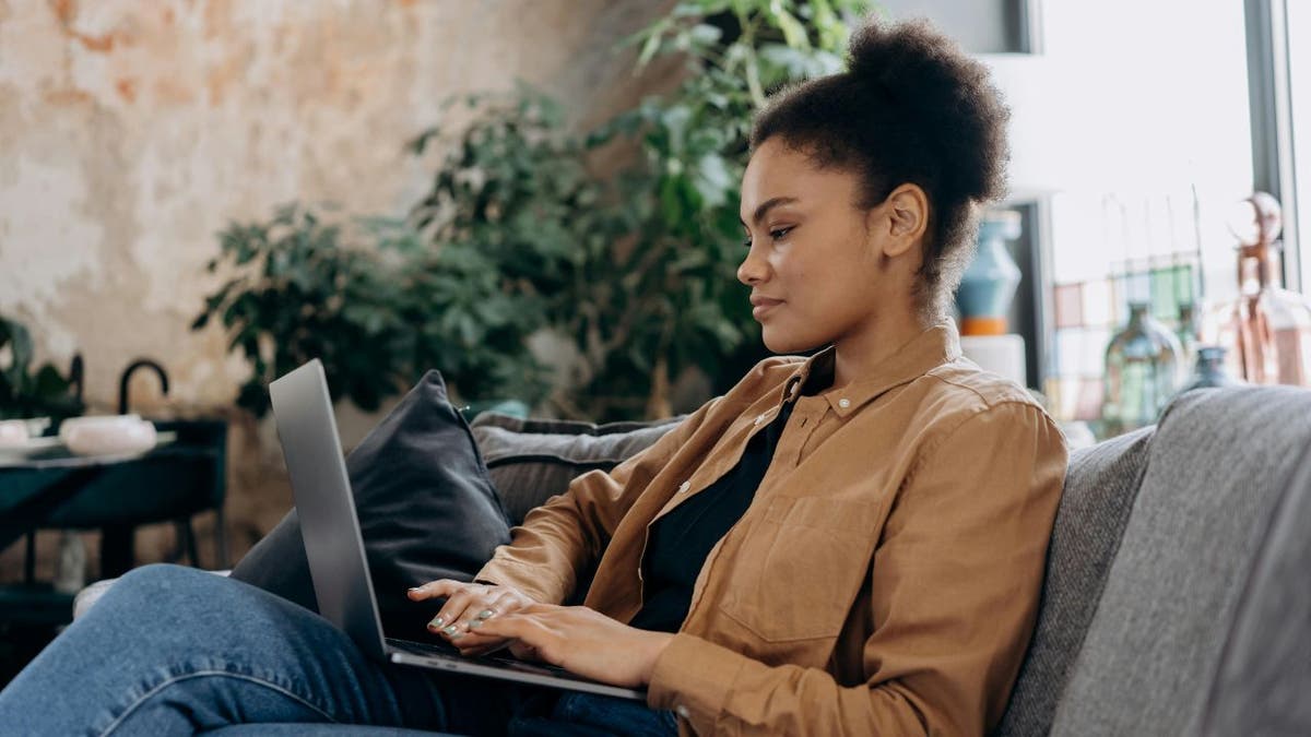 Woman looking online